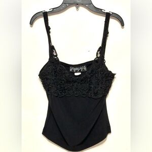 Charlote Russe Black Tank Top Lace Design Large